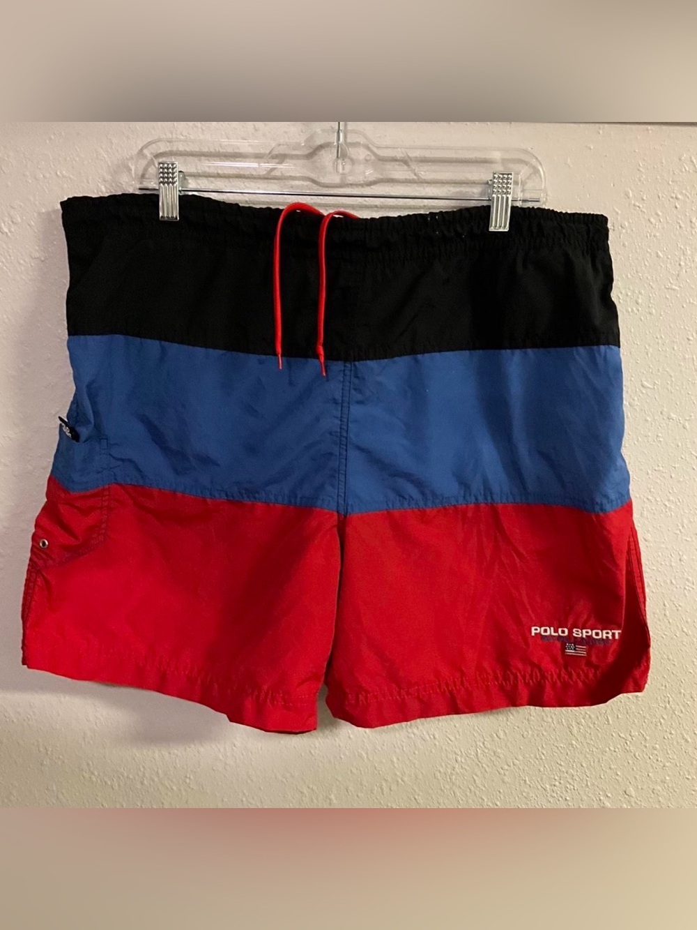 Polo Sport Ralph Lauren ColorBlock Flag Swim Trunks USA Men’s Large